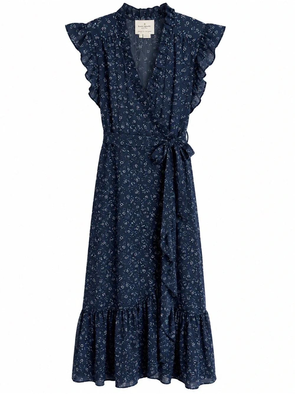 🌺 Kate Spade New York Floral Ruffle Wrap Midi/Maxi Dress